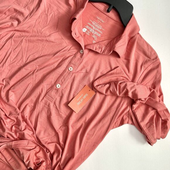 NWT State of Day Women's Fluid-Knit Collared Sleepshirt Dress Sea coral Or Blue - Picture 3 of 4